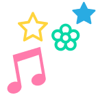images of music note, stars, flowers